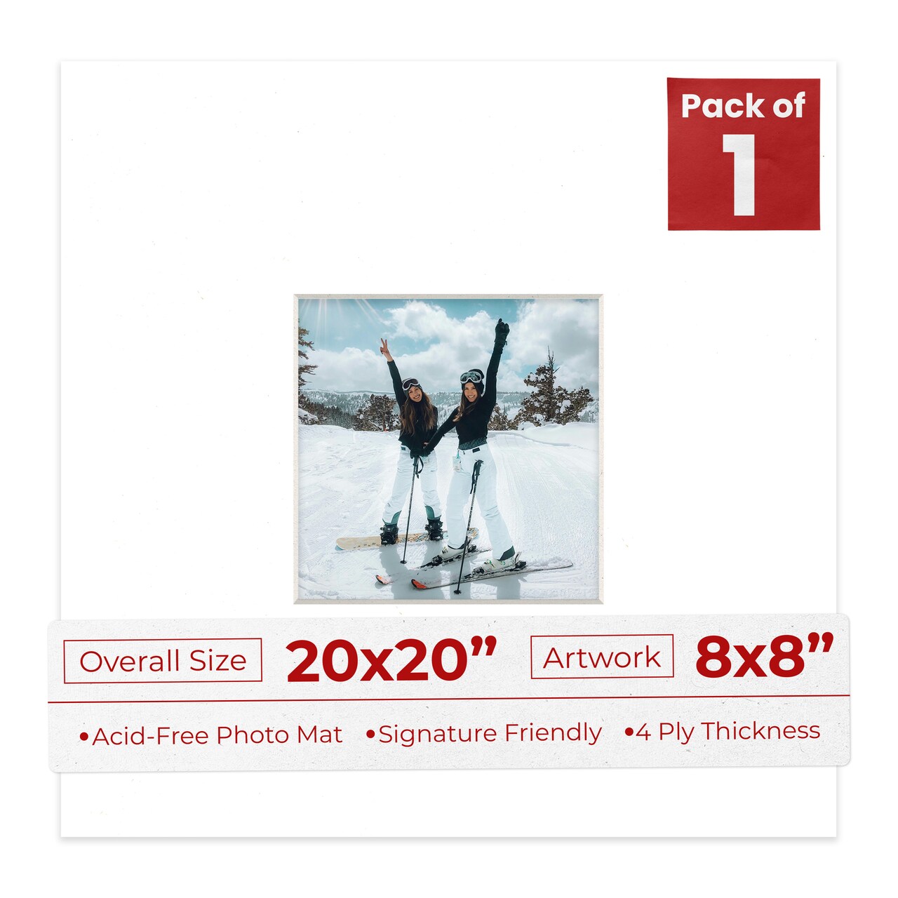 Off White Pebble Mat Board for 20x20 Frames - Fits 8x8 Photos